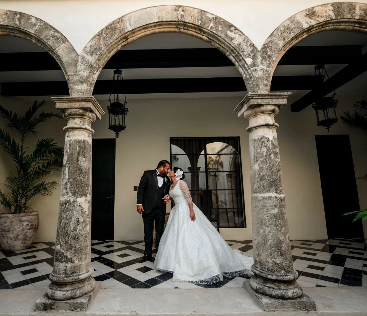 Wedding in the courtyard of Casa Japa, a restored Casonas MX home in the walled city of Campeche