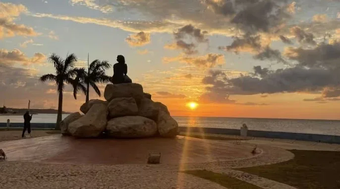 Palmeras y el Golfo de México en la costa de Campeche